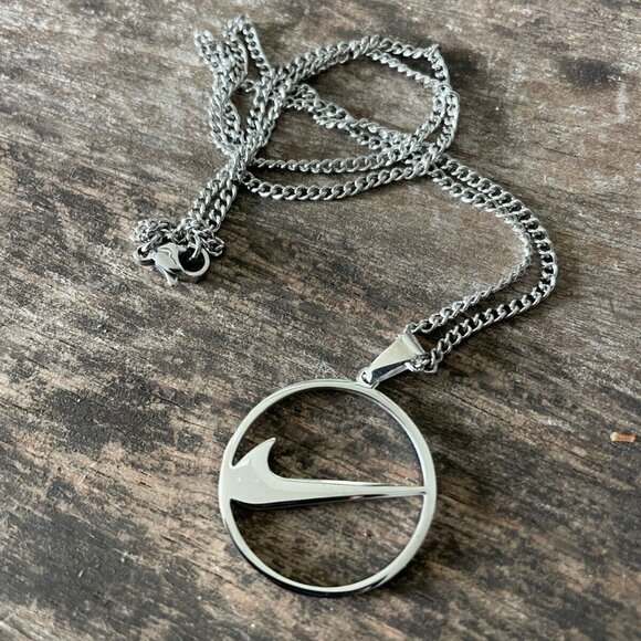 NEW NIKE SILVER NECKLACE PLATED METAL 20" INCH‎ CHAIN WITH ADJUSTER SWOOS… - Picture 2 of 7